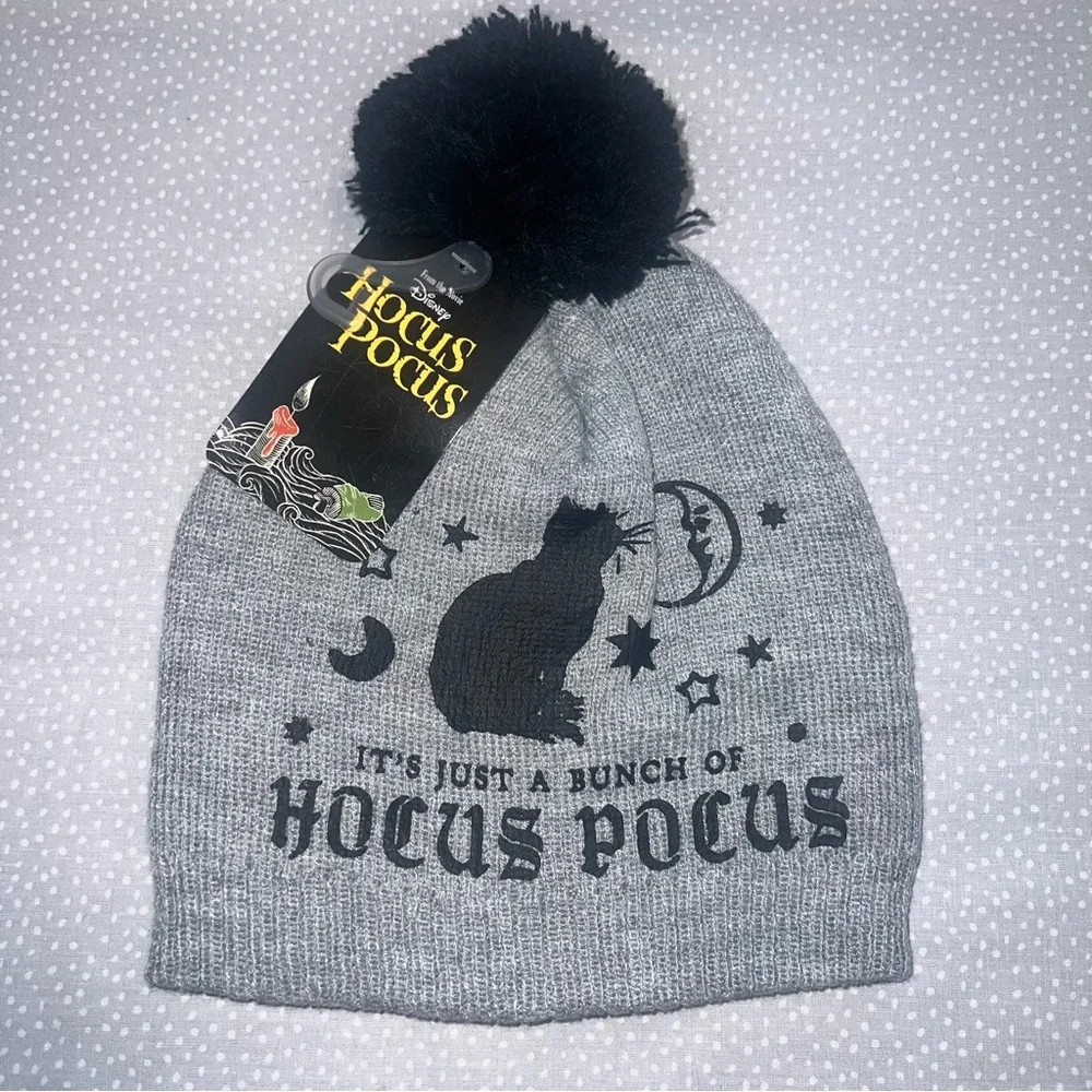 Disney Hocus Pocus Gray Cat Beanie with Pom Pom